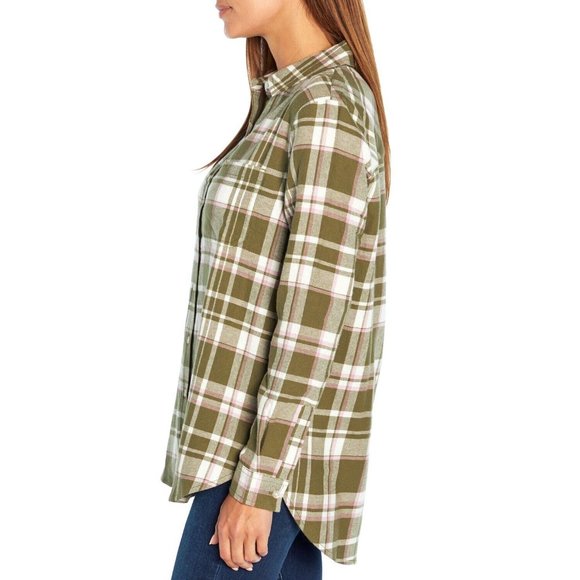 Gap Women's Boyfriend Flannel Top Button Up Size XS Piper Green NWT - Picture 2 of 7